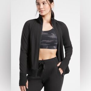 Athleta triumph full zip jacket black medium tall M T sweatshirt track